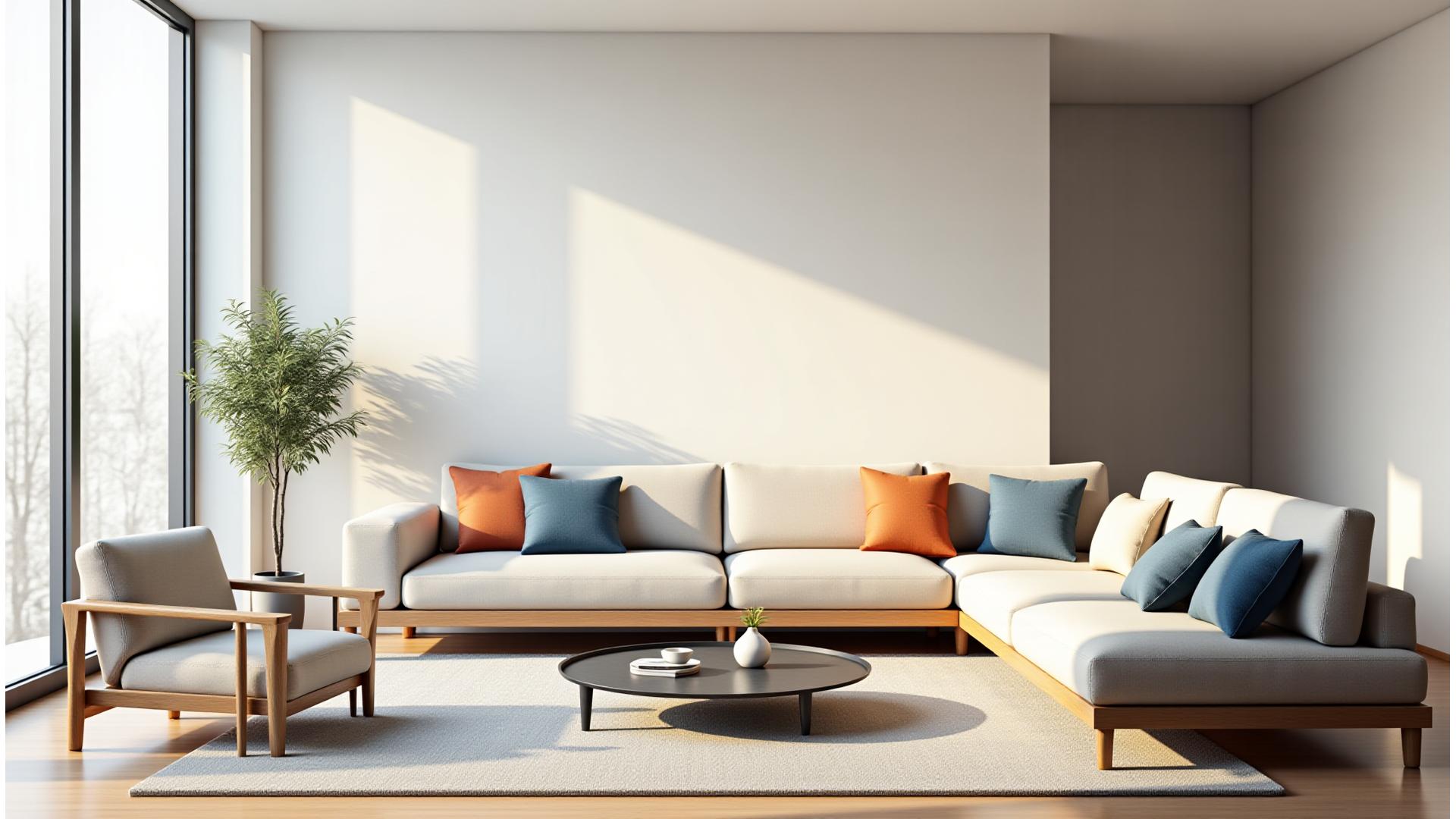 밝고 미니멀한 거실 공간