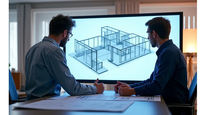회의 중인 건축가들과 고객