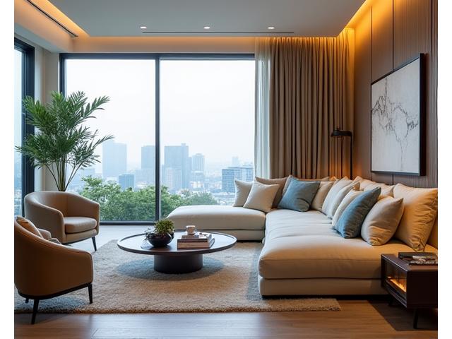 고급스러운 주거 공간의 거실